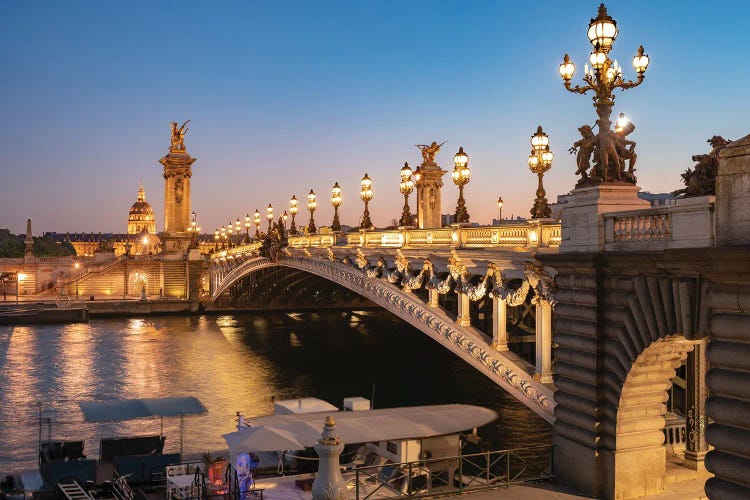 Pont Alexandre III And Seine River At Night, Paris, France