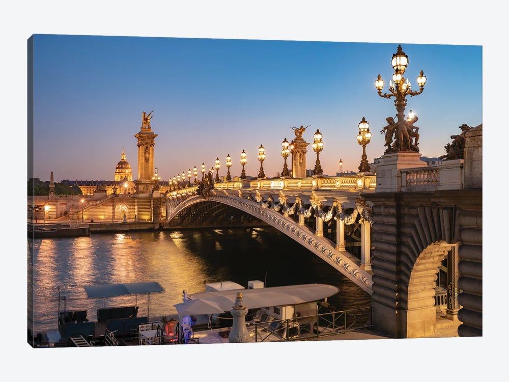 Pont Alexandre III And Seine River At Night, Paris, France by Jan Becke 1-piece Canvas Print