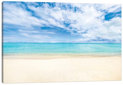 White Sandy Beach On Bora Bora Canvas Art Print - French Polynesia Art