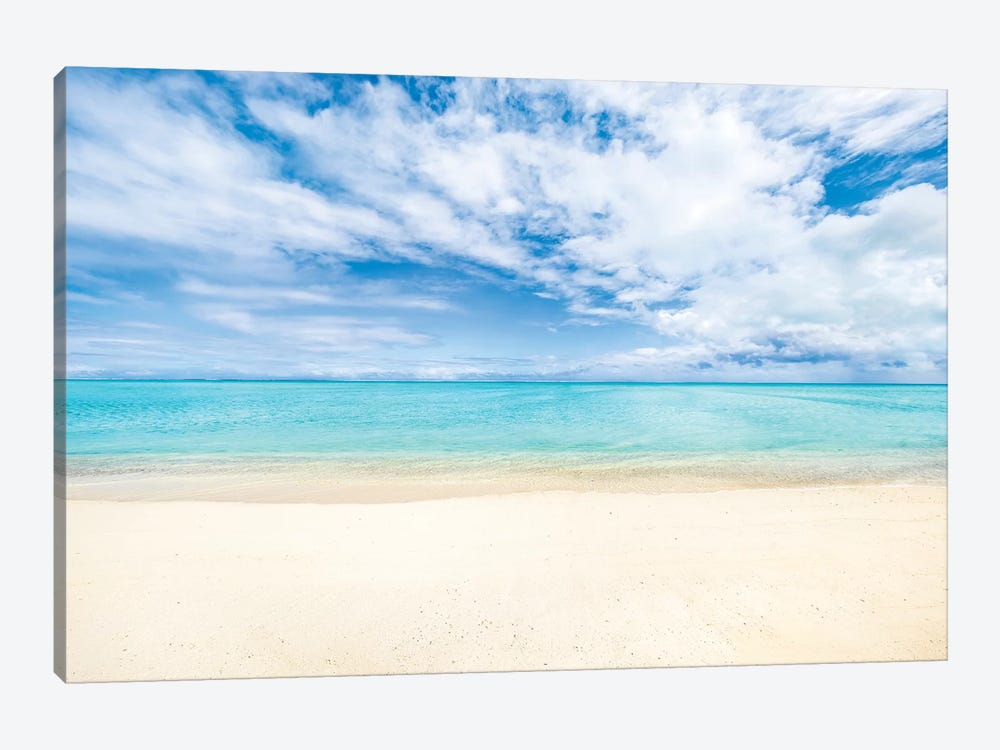 White Sandy Beach On Bora Bora by Jan Becke 1-piece Canvas Print