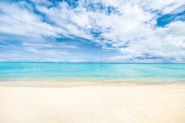 White Sandy Beach On Bora Bora