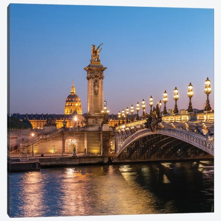 Pont Alexandre III And Les Invalides At Night, Paris, France Canvas Print #JNB1795} by Jan Becke Canvas Print
