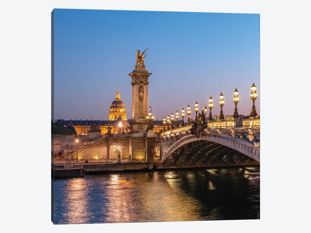 Pont Alexandre III And Les Invalides At Night, Paris, France by Jan Becke 1-piece Canvas Print