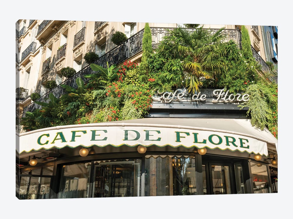 Café De Flore At The Boulevard Saint Germain, Paris, France by Jan Becke 1-piece Canvas Print