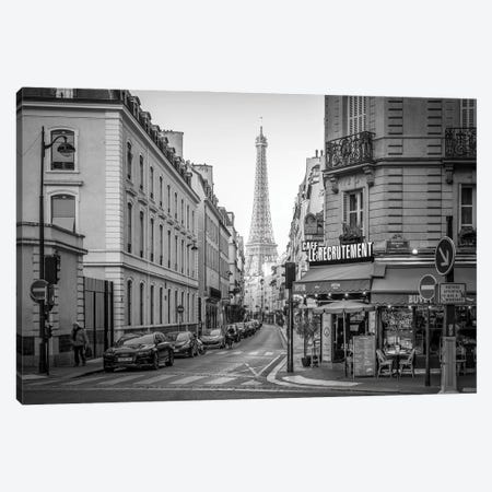 Rue Saint Dominique And Eiffel Tower In Black And White Canvas Print #JNB1807} by Jan Becke Canvas Art Print