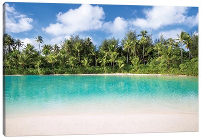 Turquoise Water Of The Lagoon On Bora Bora Canvas Art Print - French Polynesia Art