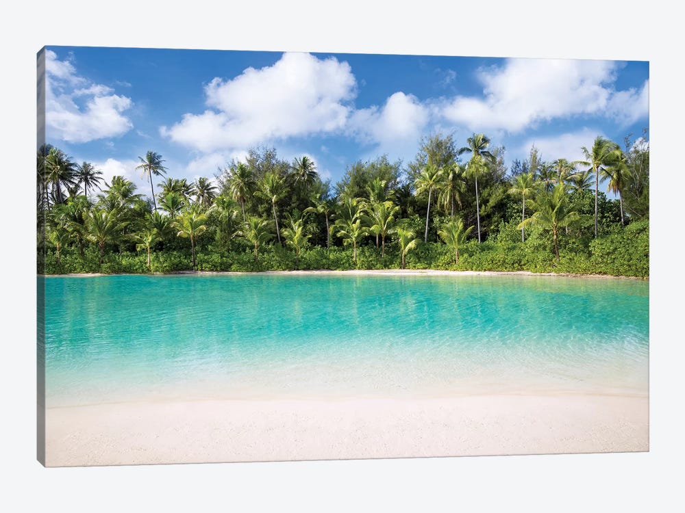 Turquoise Water Of The Lagoon On Bora Bora by Jan Becke 1-piece Canvas Wall Art