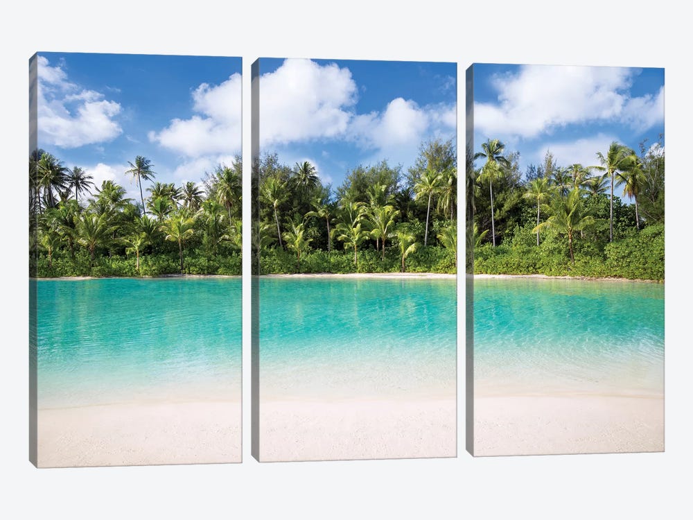 Turquoise Water Of The Lagoon On Bora Bora by Jan Becke 3-piece Canvas Artwork
