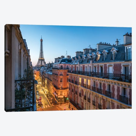 Balcony With Eiffel Tower View, Paris, France Canvas Print #JNB1810} by Jan Becke Canvas Print