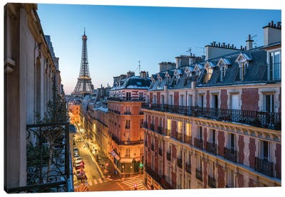 Balcony With Eiffel Tower View, Paris, France Canvas Art Print - Famous Buildings & Towers