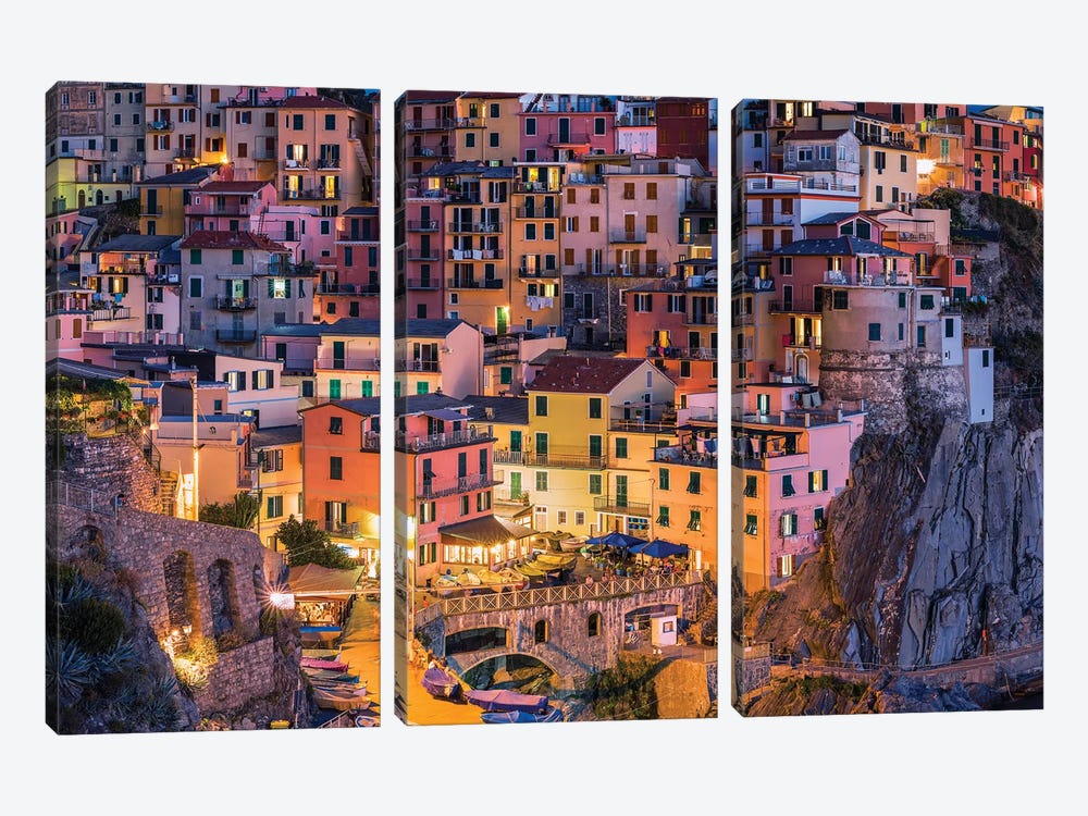 Colorful Houses In Manarola, Cinque Terre, Italy by Jan Becke 3-piece Canvas Art Print
