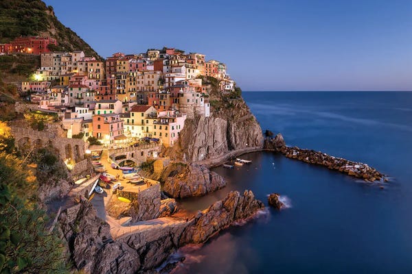 Riomaggiore: Manarola At Night, Cinque Terre, Italy by Jan Becke