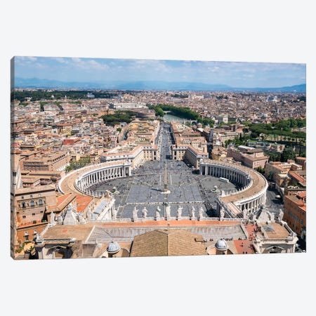 St. Peter's Square Seen From Top Of St. Peter's Basilica In Rome, Italy Canvas Print #JNB1823} by Jan Becke Canvas Art