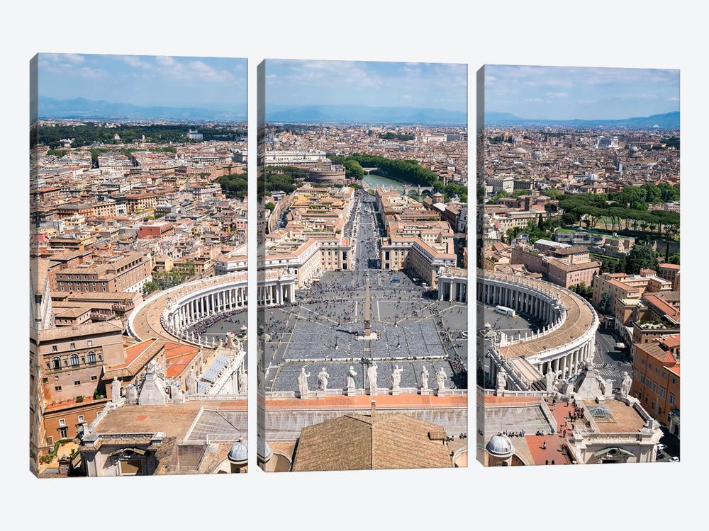 St. Peter's Square Seen From Top Of St. Peter's Basilica In Rome, Italy by Jan Becke 3-piece Canvas Art