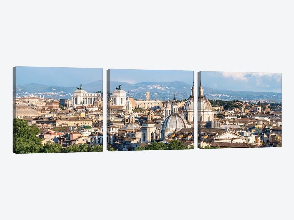 Rome Skyline Panorama With View Of Vatican And Victor Emmanuel II Monument by Jan Becke 3-piece Canvas Art Print