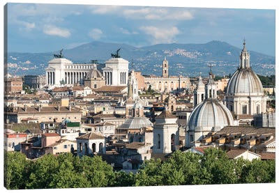 Rome Skyline With Vatican And Victor Emmanuel II Monument Canvas Art Print - Rome Skylines