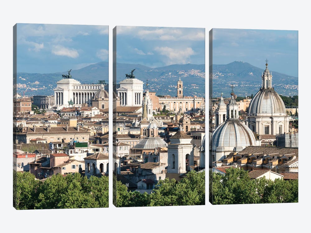 Rome Skyline With Vatican And Victor Emmanuel II Monument by Jan Becke 3-piece Canvas Wall Art