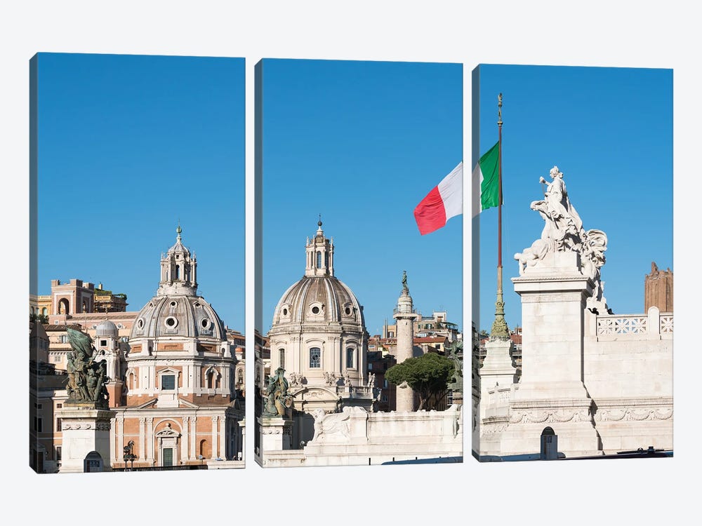 Victor Emmanuel II Monument And The Church Of The Most Holy Name Of Mary At The Forum Of Trajan by Jan Becke 3-piece Canvas Artwork