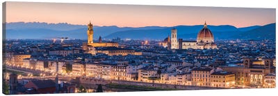 Florence Skyline Panorama At Night, Tuscany, Italy Canvas Art Print - Tuscany Art