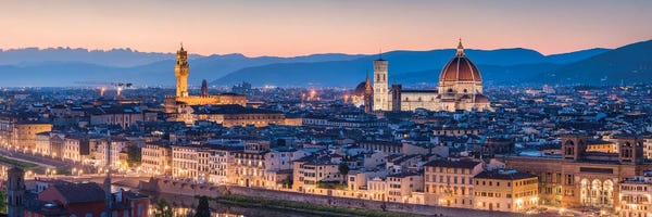 City Sunrises & Sunsets: Florence Skyline Panorama At Night, Tuscany, Italy by Jan Becke