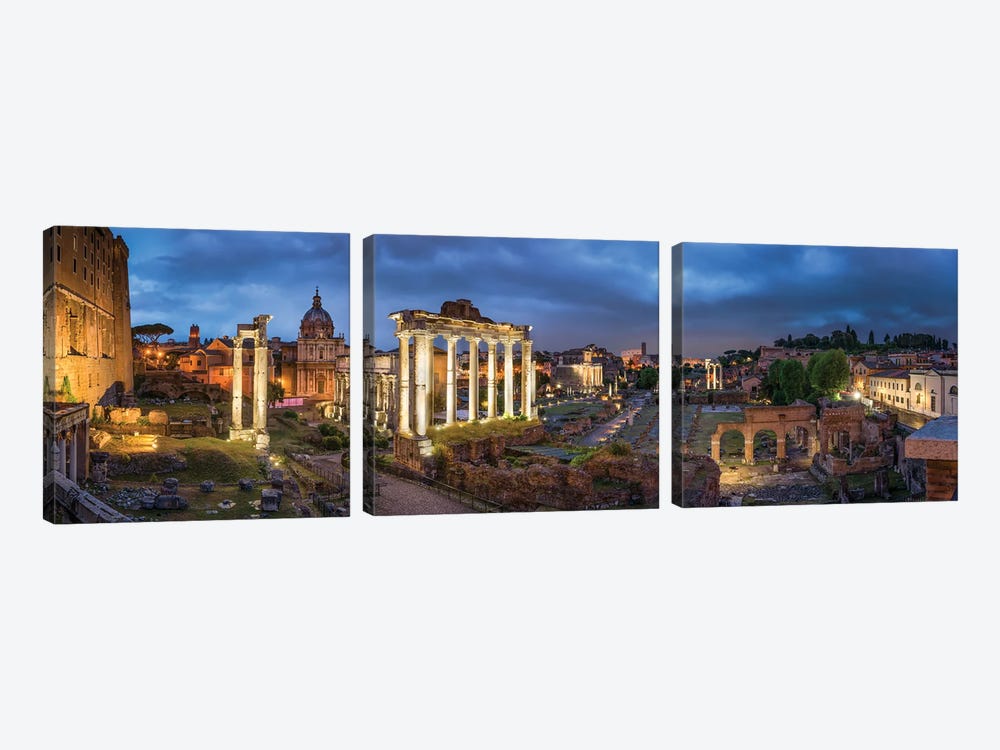 Roman Forum At Night, Rome, Italy by Jan Becke 3-piece Canvas Artwork