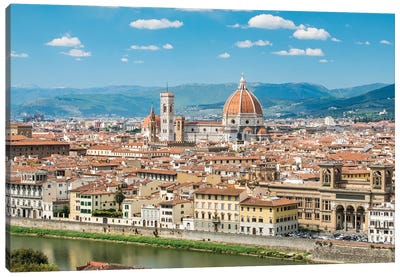 Florence Skyline With Florence Cathedral In Summer, Tuscany, Italy Canvas Art Print - Florence Art