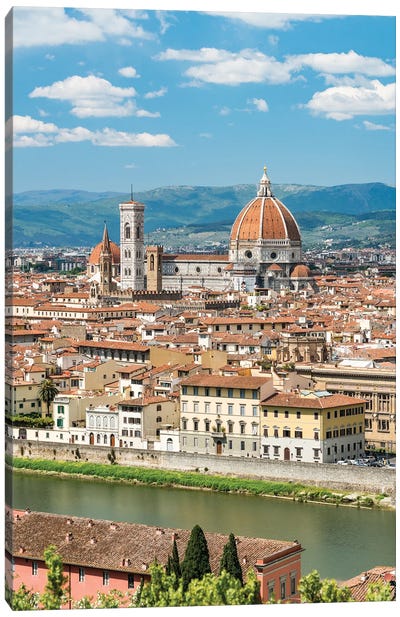City Of Florence Along The Arno River, Tuscany, Italy Canvas Art Print - Florence Art
