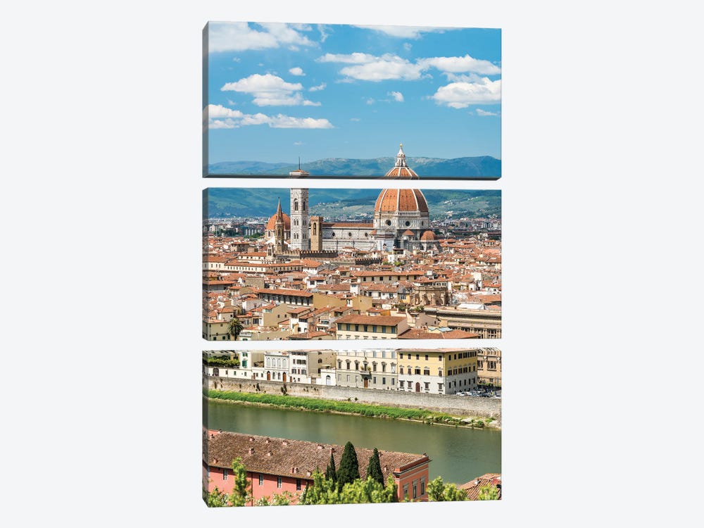 City Of Florence Along The Arno River, Tuscany, Italy by Jan Becke 3-piece Canvas Artwork