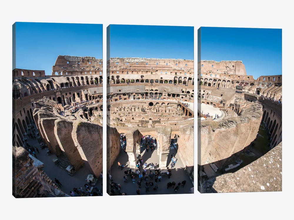 Inside The Colosseum In Rome, Italy by Jan Becke 3-piece Canvas Art Print