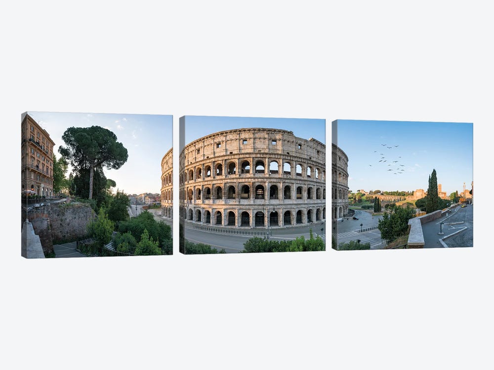 Panoramic View Of The Colosseum In Rome, Italy by Jan Becke 3-piece Canvas Art