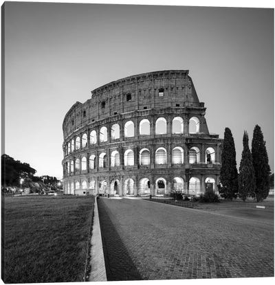 Colosseum In Black And White, Rome, Italy Canvas Art Print - The Colosseum