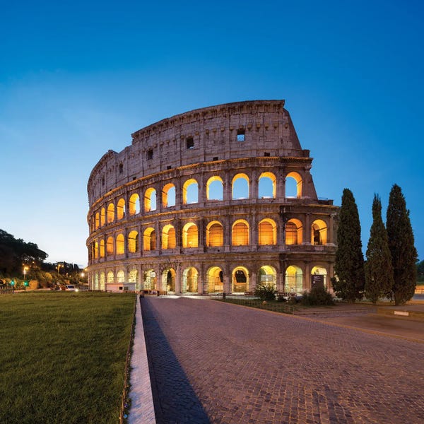 The Seven Wonders Of The World: Colosseum Illuminated At Night, Rome, Italy by Jan Becke