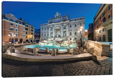 Trevi Fountain At Night, Rome, Italy Canvas Art Print - Famous Monuments & Sculptures