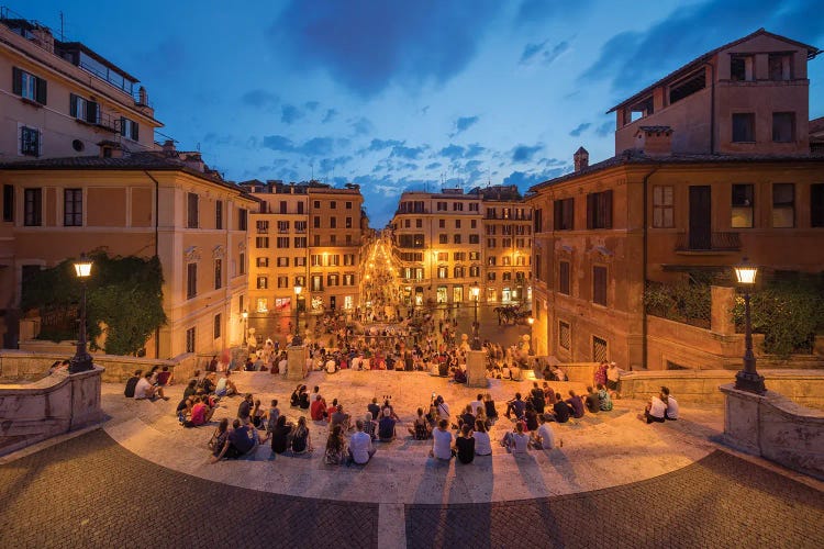 Spanish Steps And Piazza Die Spagna At Night, Rome, Italy