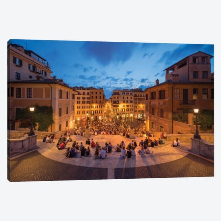 Spanish Steps And Piazza Die Spagna At Night, Rome, Italy Canvas Print #JNB1849} by Jan Becke Canvas Wall Art