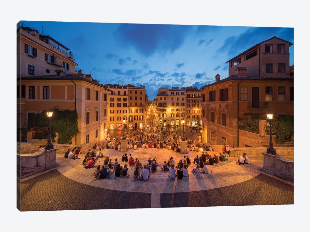 Spanish Steps And Piazza Die Spagna At Night, Rome, Italy by Jan Becke 1-piece Canvas Artwork