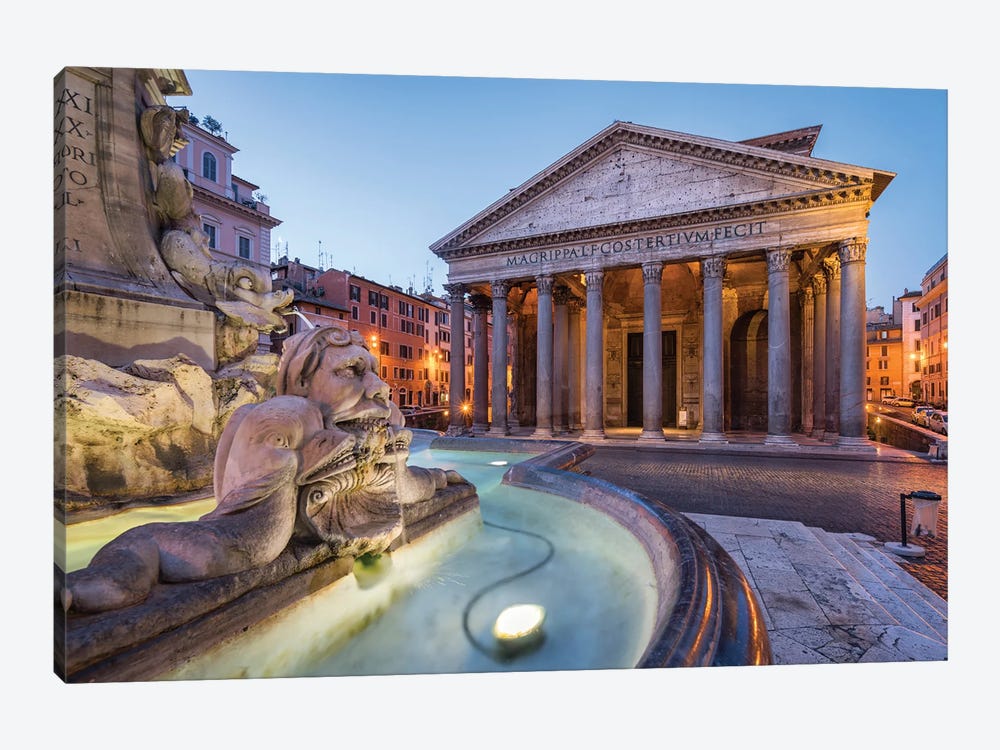 Fontana Del Pantheon And Pantheon At The Piazza Della Rotonda, Rome, Italy by Jan Becke 1-piece Canvas Art