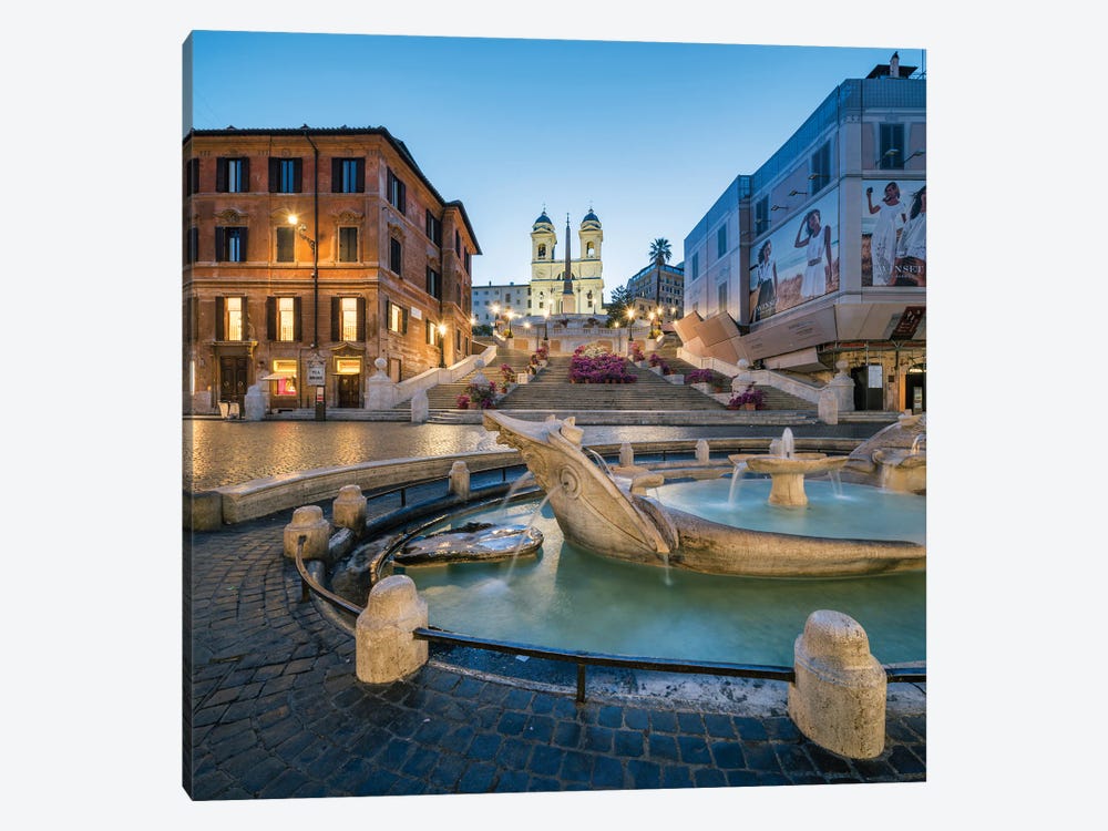 Spanish Steps And Fontana Della Barcaccia Fountain, Piazza Di Spagna, Rome, Italy by Jan Becke 1-piece Canvas Wall Art