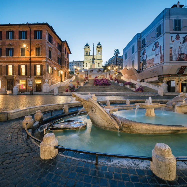 Spanish Steps And Fontana Della Barcaccia Fountain, Piazza Di Spagna, Rome, Italy