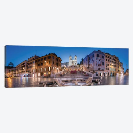 Panoramic View Of The Spanish Steps And Fontana Della Barcaccia Fountain At The Piazza Di Spagna, Rome, Italy Canvas Print #JNB1853} by Jan Becke Canvas Art Print