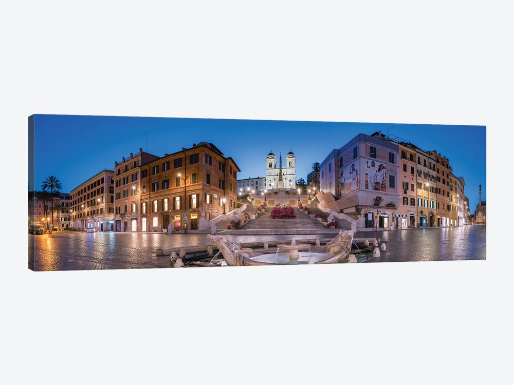 Panoramic View Of The Spanish Steps And Fontana Della Barcaccia Fountain At The Piazza Di Spagna, Rome, Italy by Jan Becke 1-piece Canvas Print