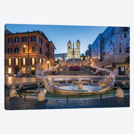 Spanish Steps And Fontana Della Barcaccia Fountain At The Piazza Di Spagna, Rome, Italy Canvas Print #JNB1854} by Jan Becke Canvas Wall Art