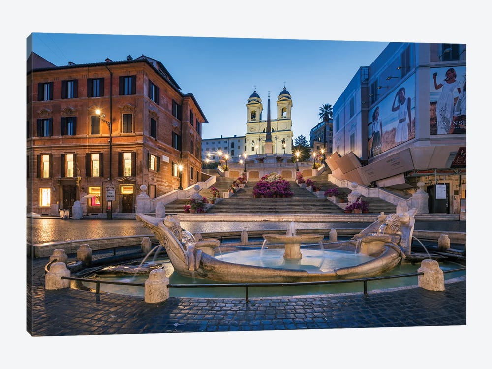 Spanish Steps And Fontana Della Barcaccia Fountain At The Piazza Di Spagna, Rome, Italy by Jan Becke 1-piece Canvas Art
