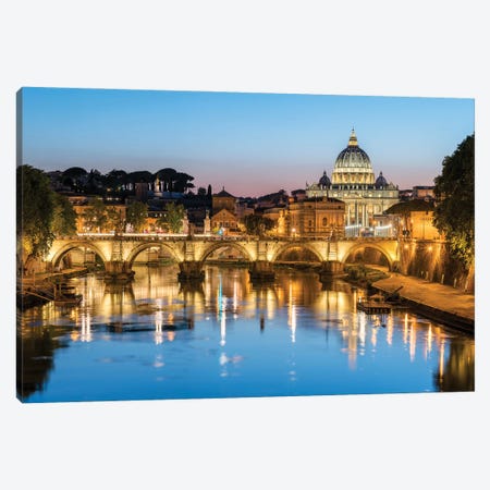 St. Peter's Basilica And Tiber River At Sunset, Rome, Italy Canvas Print #JNB1857} by Jan Becke Canvas Wall Art