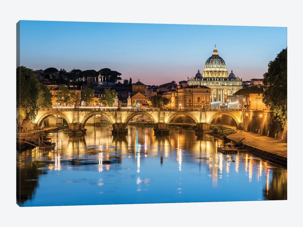 St. Peter's Basilica And Tiber River At Sunset, Rome, Italy by Jan Becke 1-piece Canvas Print
