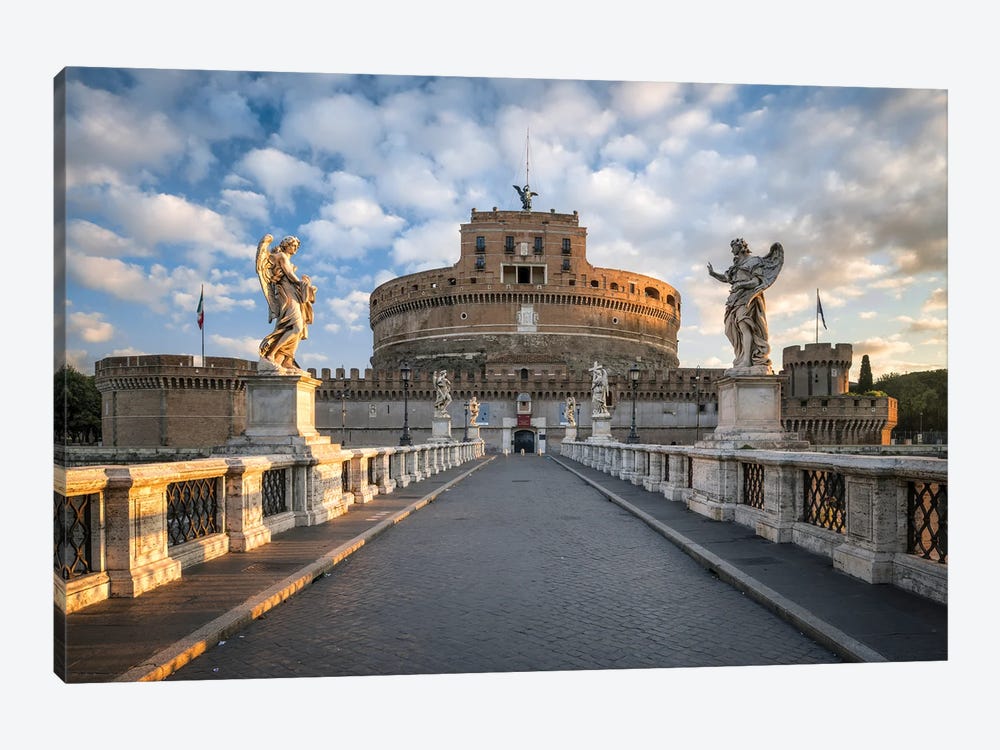 Castel Sant'Angelo And Pont Sant'Angelo At Dusk, Rome, Italy by Jan Becke 1-piece Canvas Art Print