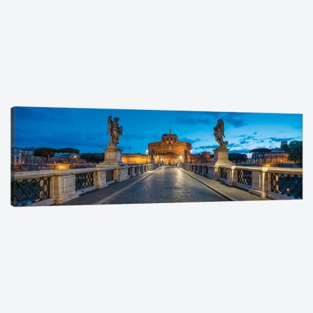 Castel Sant'Angelo And Ponte Sant'Angelo Panorama At Night, Rome, Italy Canvas Print #JNB1860} by Jan Becke Canvas Wall Art