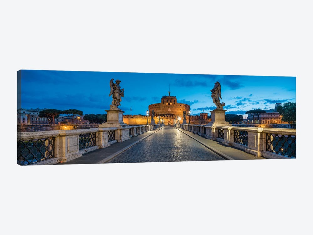 Castel Sant'Angelo And Ponte Sant'Angelo Panorama At Night, Rome, Italy by Jan Becke 1-piece Art Print