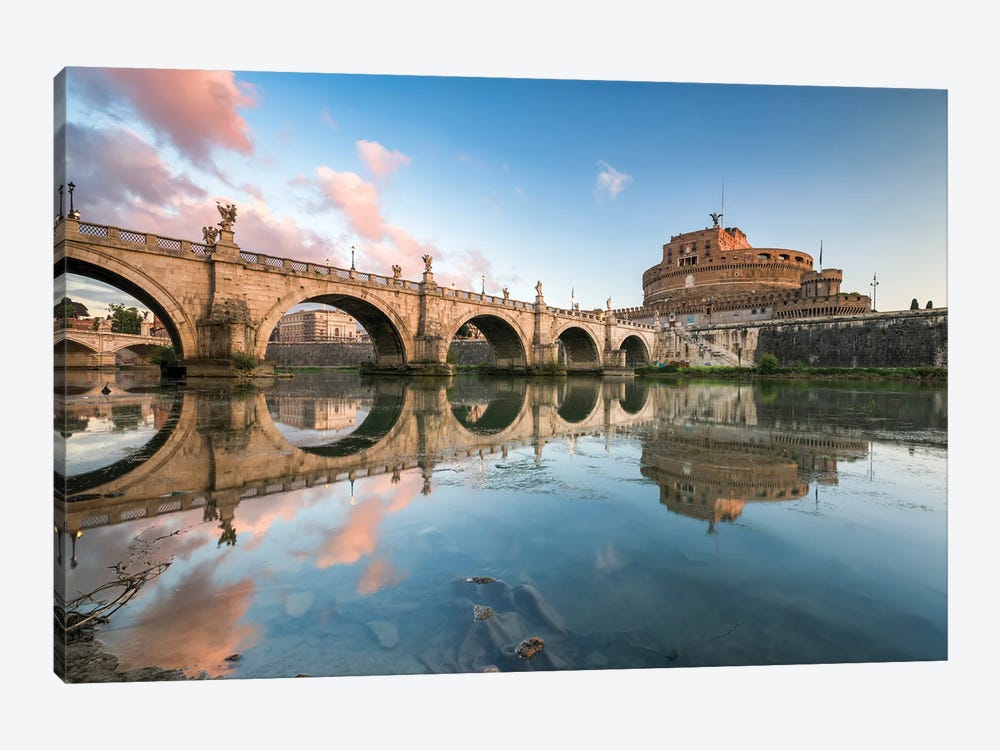 Castel Sant'Angelo And Ponte Sant'Angelo At Sunrise, Rome, Italy by Jan Becke 1-piece Canvas Artwork