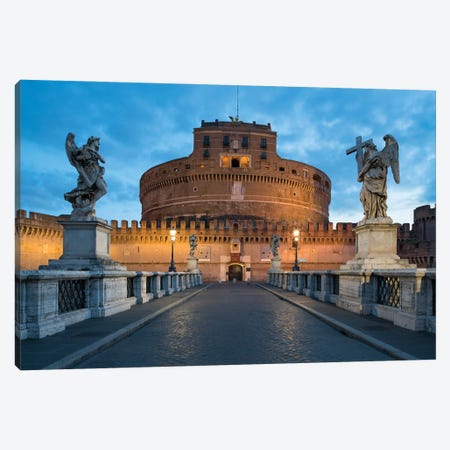 Castel Sant'Angelo And Ponte Sant'Angelo At Dusk, Rome, Italy Canvas Print #JNB1862} by Jan Becke Canvas Artwork